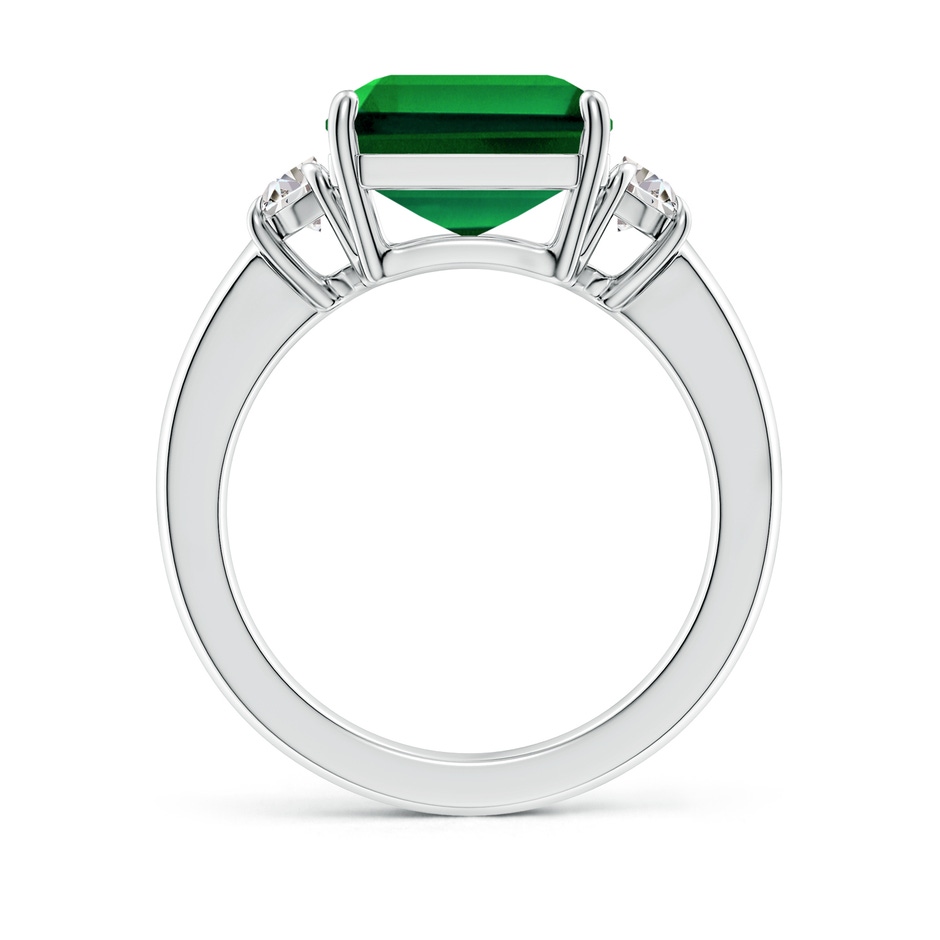 12x10mm Labgrown Lab-Grown Emerald-Cut Emerald and Half Moon Lab Diamond Three Stone Ring in S999 Silver side 199