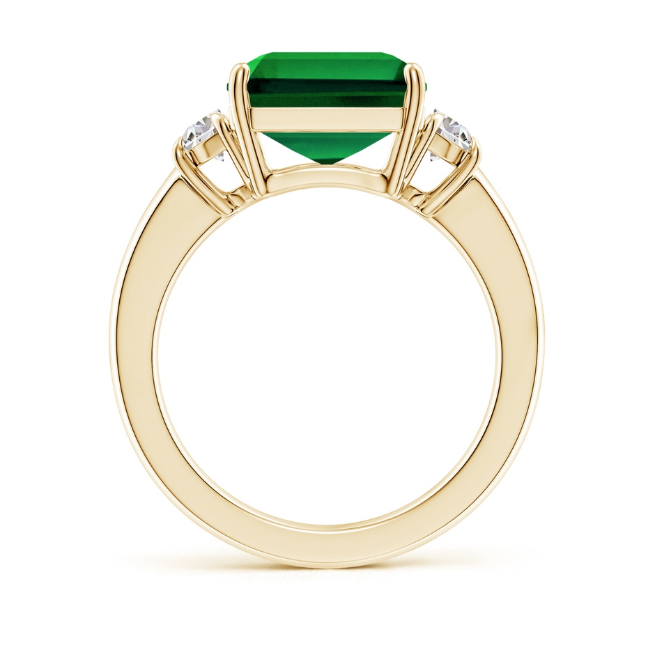 12x10mm Labgrown Lab-Grown Emerald-Cut Emerald and Half Moon Lab Diamond Three Stone Ring in Yellow Gold side 199