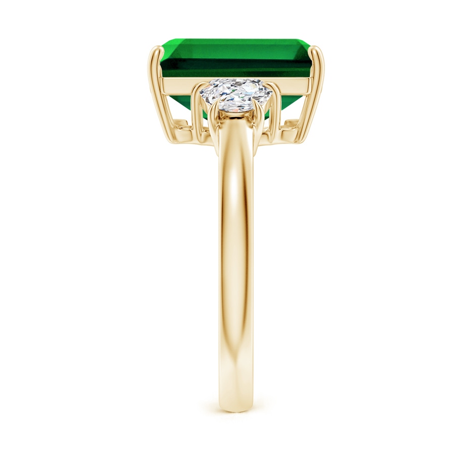 12x10mm Labgrown Lab-Grown Emerald-Cut Emerald and Half Moon Lab Diamond Three Stone Ring in Yellow Gold side 299