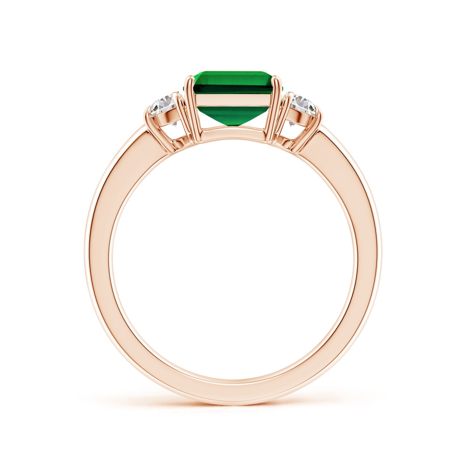 9x7mm Labgrown Lab-Grown Emerald-Cut Emerald and Half Moon Lab Diamond Three Stone Ring in 9K Rose Gold side 199