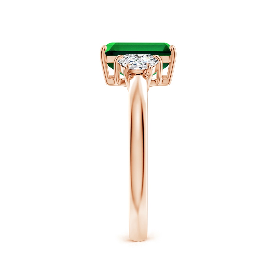 9x7mm Labgrown Lab-Grown Emerald-Cut Emerald and Half Moon Lab Diamond Three Stone Ring in 9K Rose Gold side 299