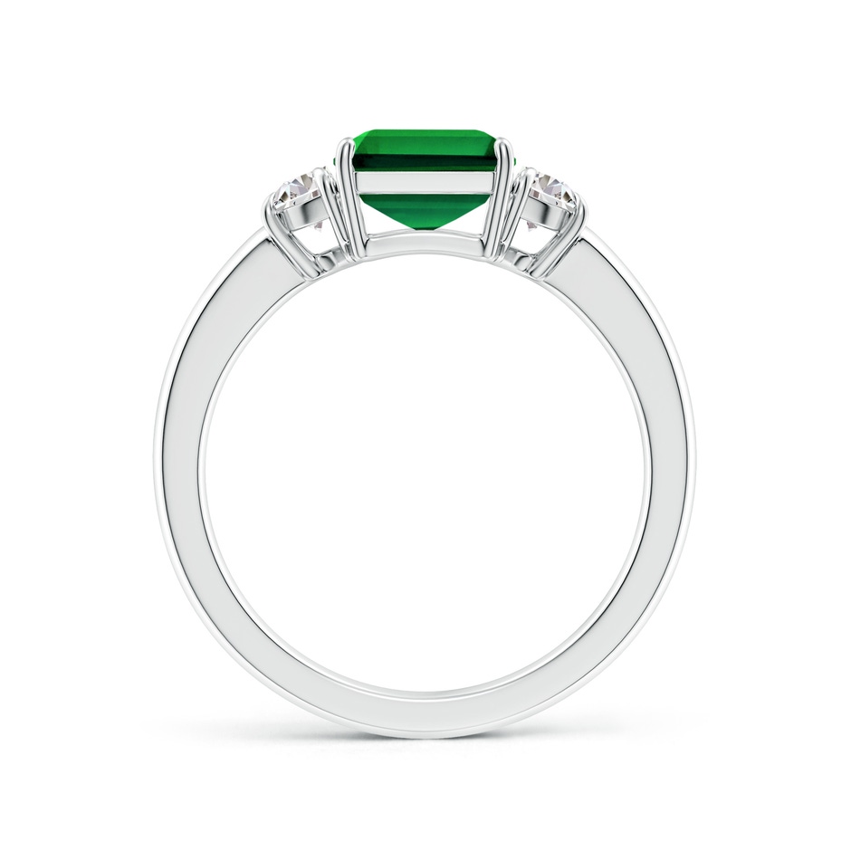 9x7mm Labgrown Lab-Grown Emerald-Cut Emerald and Half Moon Lab Diamond Three Stone Ring in S999 Silver side 199
