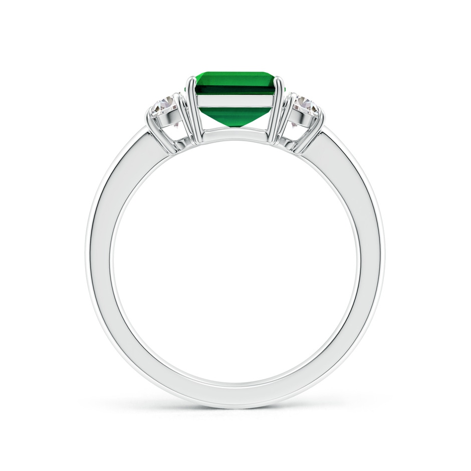 9x7mm Labgrown Lab-Grown Emerald-Cut Emerald and Half Moon Lab Diamond Three Stone Ring in White Gold side 199