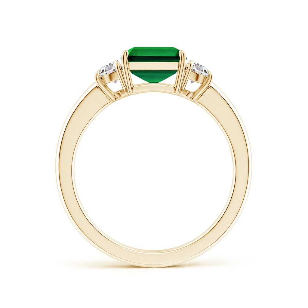 9x7mm Labgrown Lab-Grown Emerald-Cut Emerald and Half Moon Lab Diamond Three Stone Ring in Yellow Gold - side 199