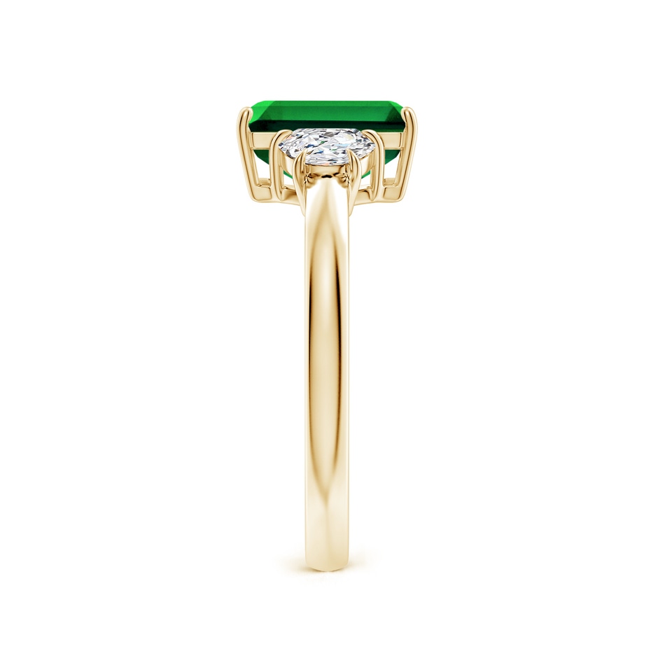 9x7mm Labgrown Lab-Grown Emerald-Cut Emerald and Half Moon Lab Diamond Three Stone Ring in Yellow Gold side 299