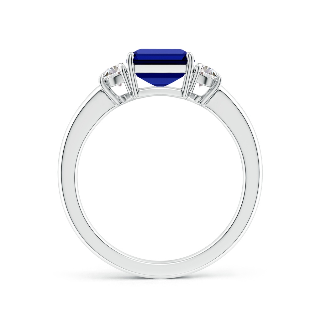 9x7mm Labgrown Lab-Grown Emerald-Cut Blue Sapphire and Half Moon Lab Diamond Three Stone Ring in White Gold Side 199