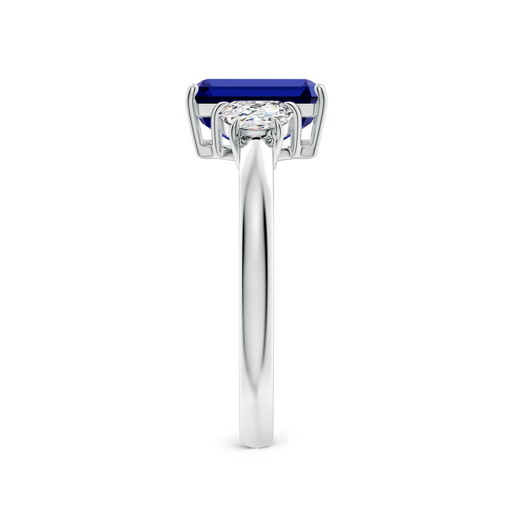 9x7mm Labgrown Lab-Grown Emerald-Cut Blue Sapphire and Half Moon Lab Diamond Three Stone Ring in White Gold Side 299