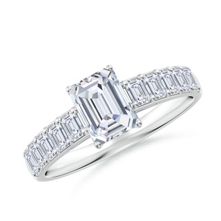 7x5mm FGVS Lab-Grown Emerald-Cut Diamond Ring with Accents in P950 Platinum