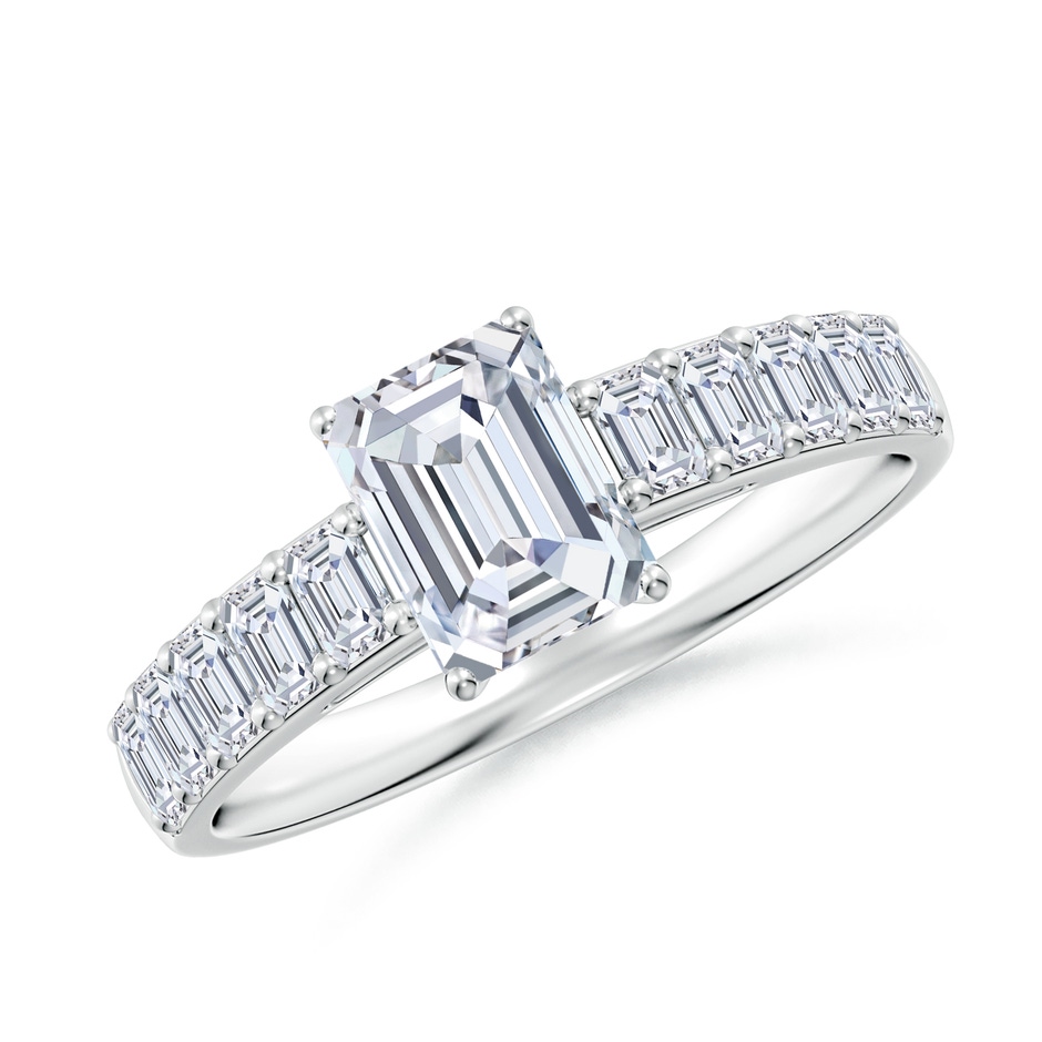 7x5mm FGVS Lab-Grown Emerald-Cut Diamond Ring with Accents in White Gold 