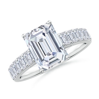 9x7mm FGVS Lab-Grown Emerald-Cut Diamond Ring with Accents in S999 Silver