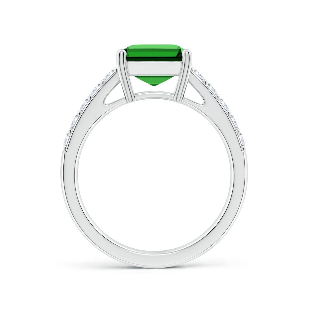 10x8mm Labgrown Lab-Grown Emerald-Cut Emerald Ring with Diamond Accents in White Gold - side 199