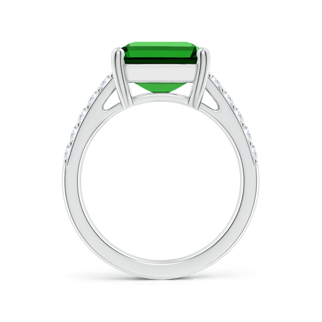12x10mm Labgrown Lab-Grown Emerald-Cut Emerald Ring with Diamond Accents in White Gold Side 199