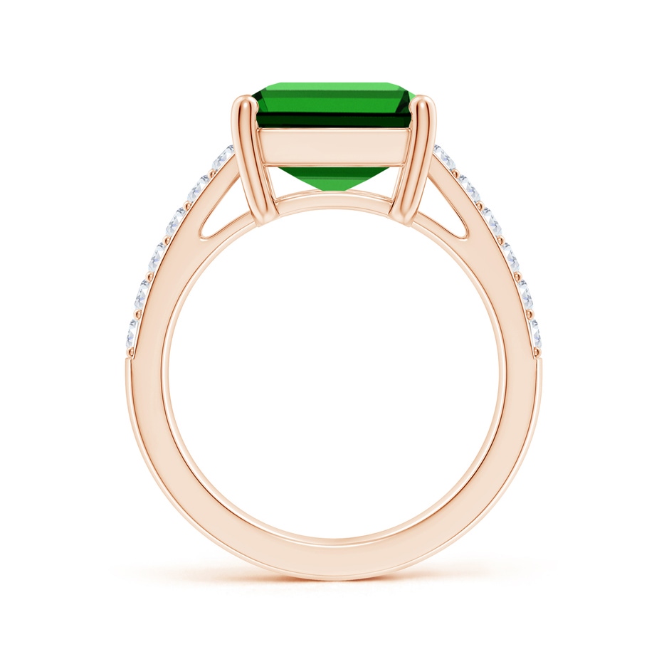 14x10mm Labgrown Lab-Grown Emerald-Cut Emerald Ring with Diamond Accents in Rose Gold side 199