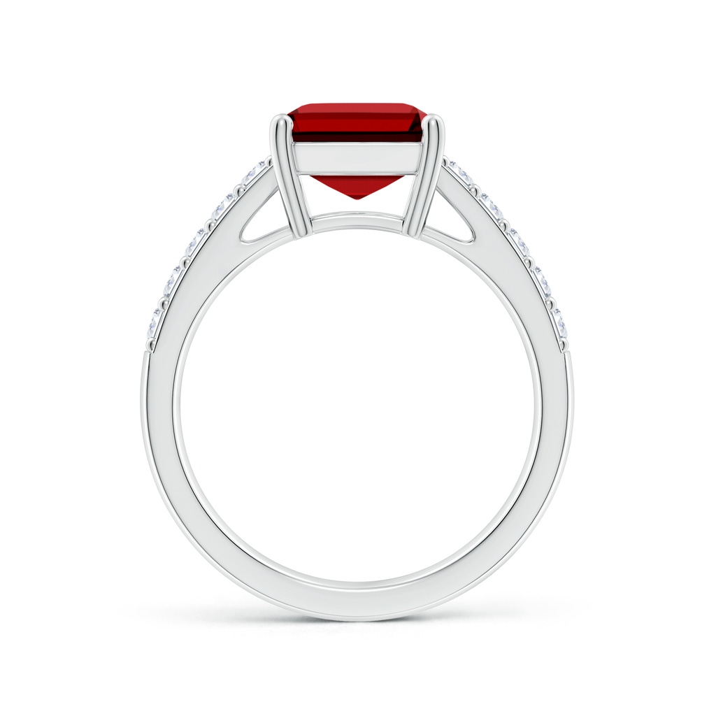 10x8mm Labgrown Lab-Grown Emerald-Cut Ruby Ring with Diamond Accents in P950 Platinum - side 199