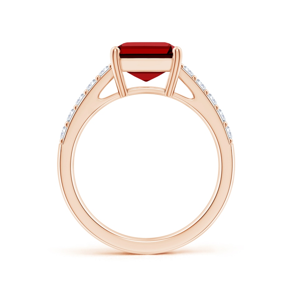 10x8mm Labgrown Lab-Grown Emerald-Cut Ruby Ring with Diamond Accents in Rose Gold side 199