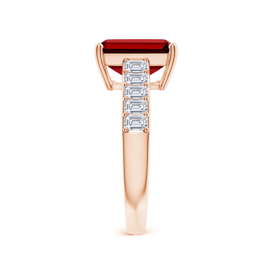 10x8mm Labgrown Lab-Grown Emerald-Cut Ruby Ring with Diamond Accents in Rose Gold side 299