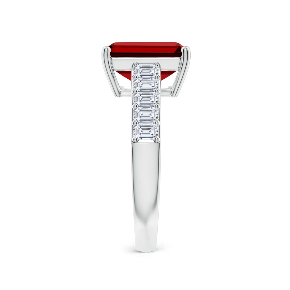 10x8mm Labgrown Lab-Grown Emerald-Cut Ruby Ring with Diamond Accents in White Gold side 299