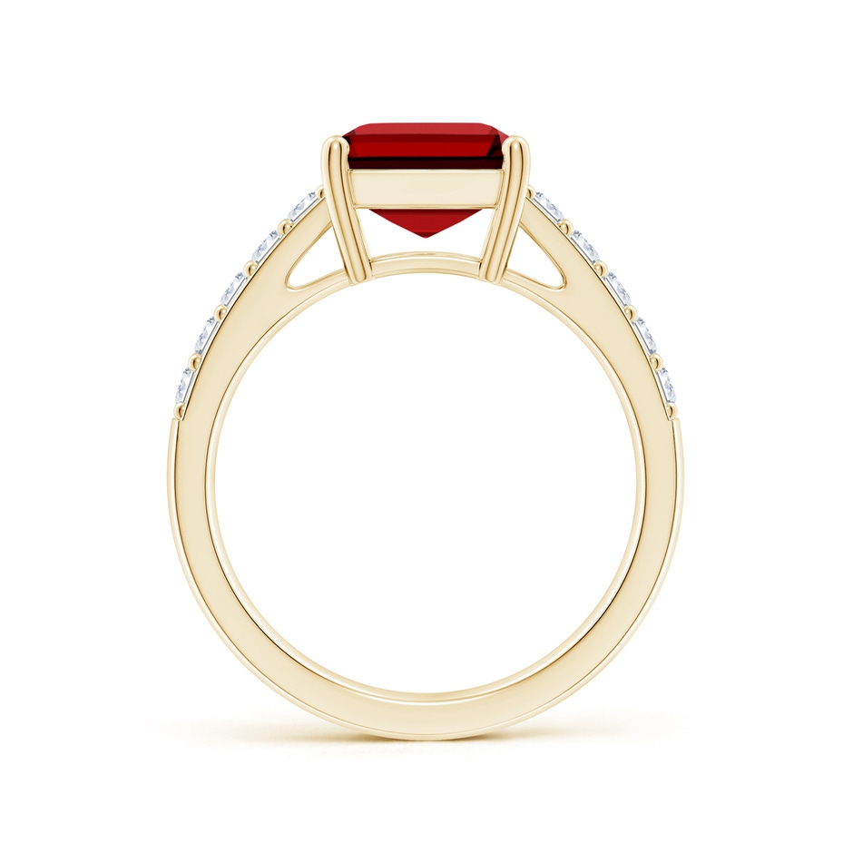10x8mm Labgrown Lab-Grown Emerald-Cut Ruby Ring with Diamond Accents in Yellow Gold side 199