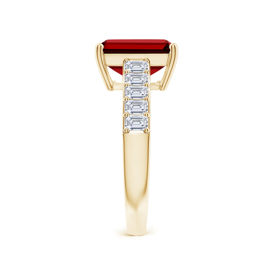 10x8mm Labgrown Lab-Grown Emerald-Cut Ruby Ring with Diamond Accents in Yellow Gold side 299