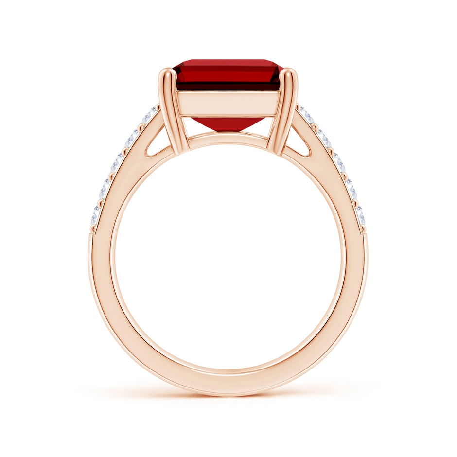 12x10mm Labgrown Lab-Grown Emerald-Cut Ruby Ring with Diamond Accents in Rose Gold side 199