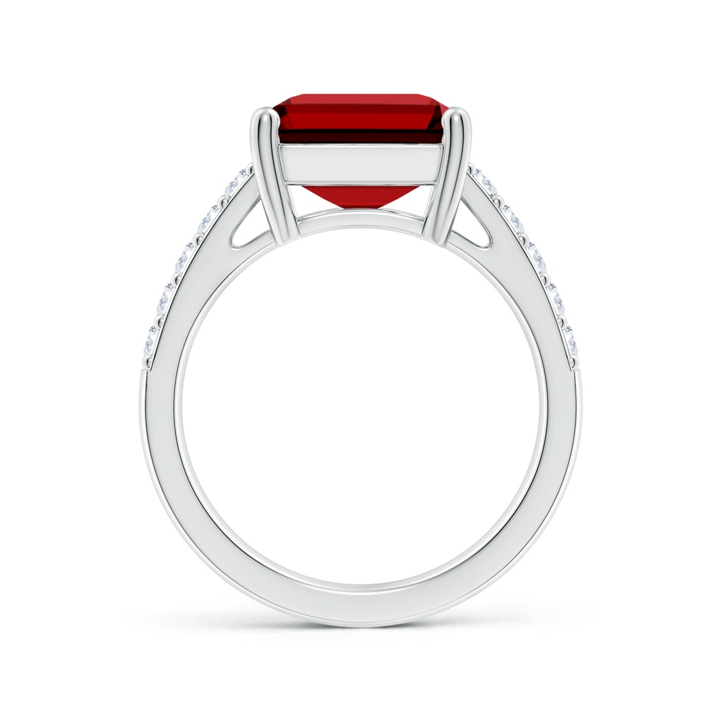 12x10mm Labgrown Lab-Grown Emerald-Cut Ruby Ring with Diamond Accents in White Gold Side 199