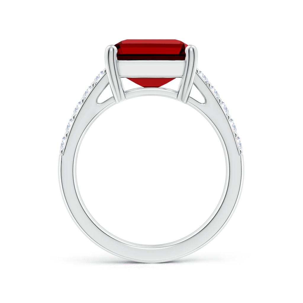 12x10mm Labgrown Lab-Grown Emerald-Cut Ruby Ring with Diamond Accents in White Gold - side 199