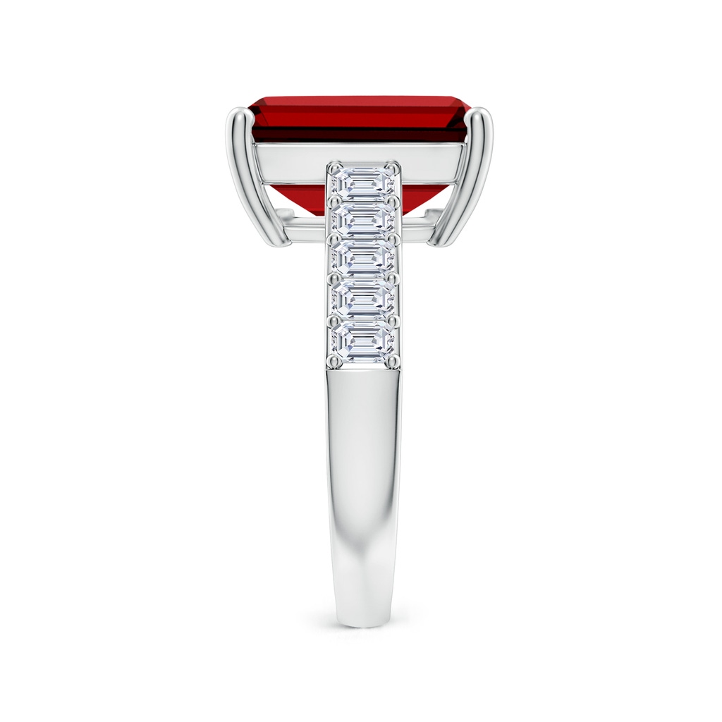 12x10mm Labgrown Lab-Grown Emerald-Cut Ruby Ring with Diamond Accents in White Gold Side 299