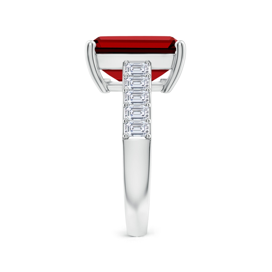 12x10mm Labgrown Lab-Grown Emerald-Cut Ruby Ring with Diamond Accents in White Gold side 299