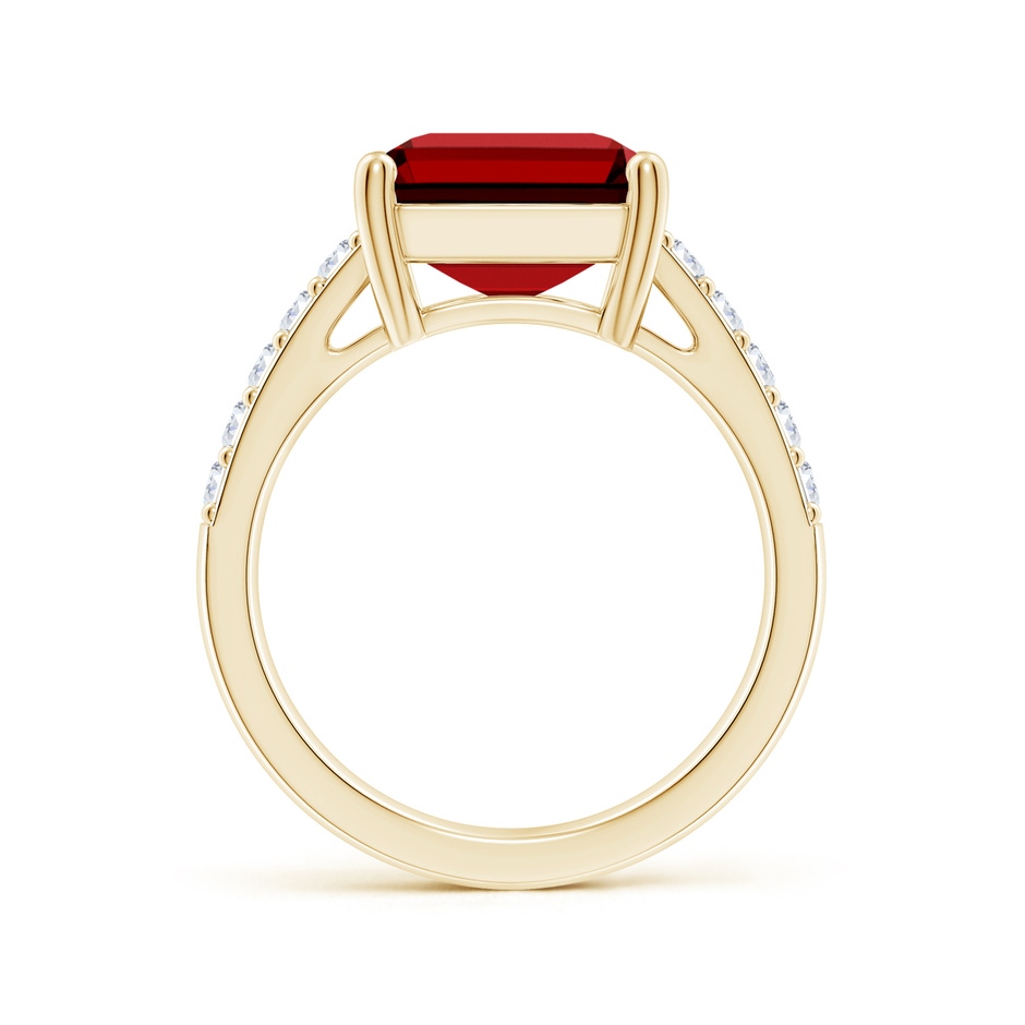 12x10mm Labgrown Lab-Grown Emerald-Cut Ruby Ring with Diamond Accents in Yellow Gold side 199