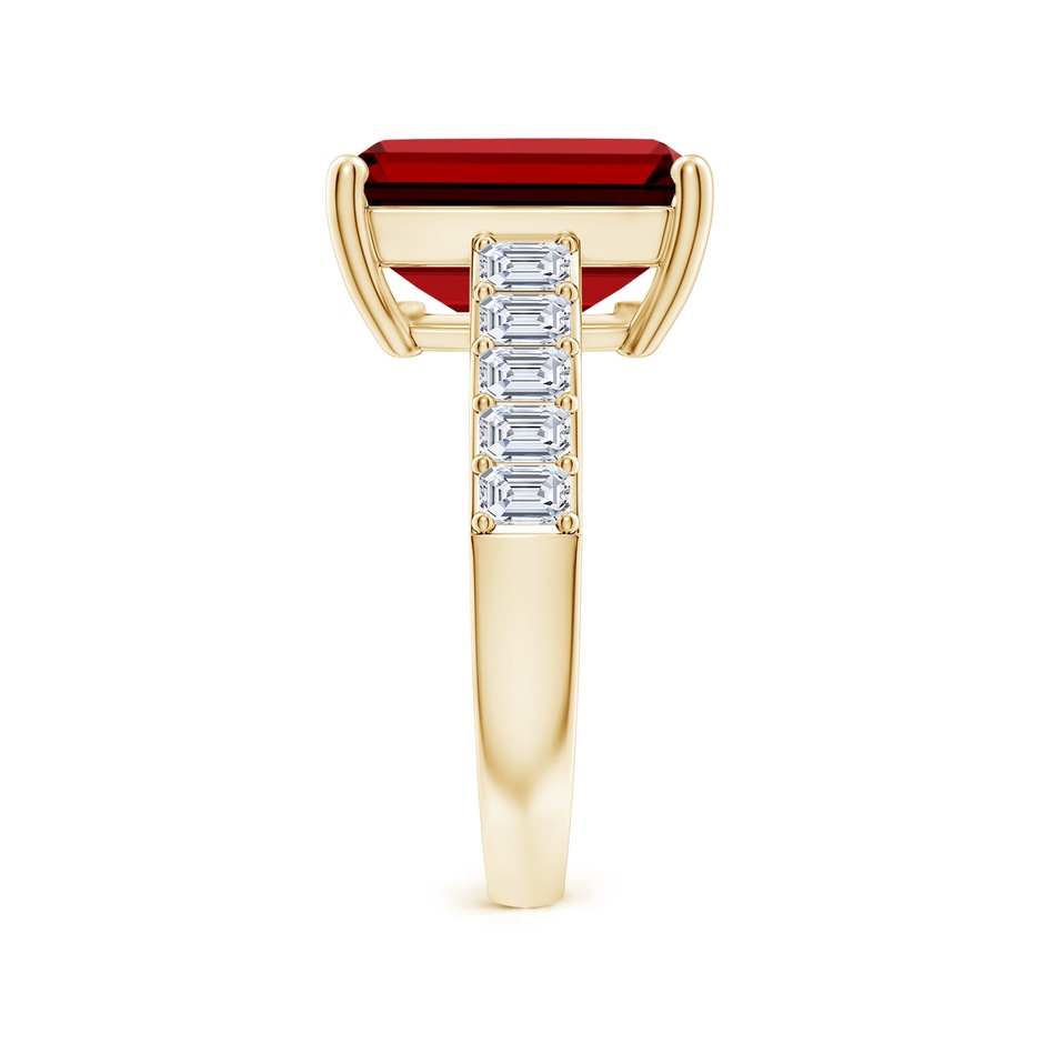 12x10mm Labgrown Lab-Grown Emerald-Cut Ruby Ring with Diamond Accents in Yellow Gold side 299