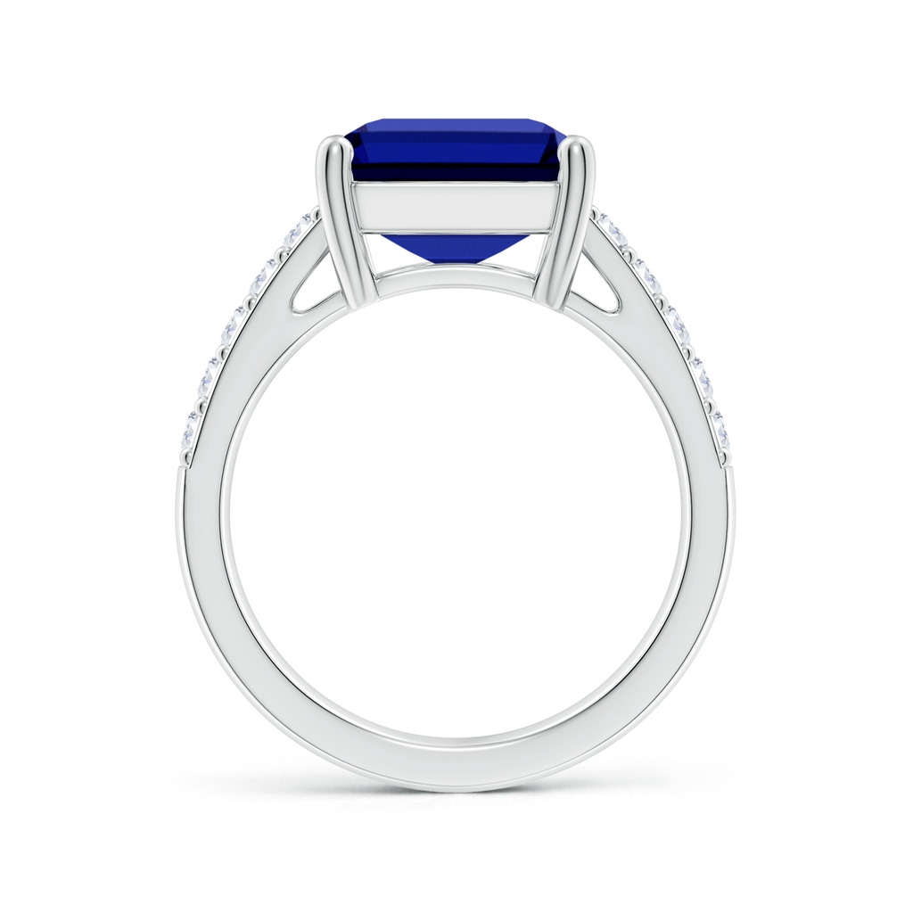 12x10mm Labgrown Lab-Grown Emerald-Cut Blue Sapphire Ring with Diamond Accents in White Gold Side 199