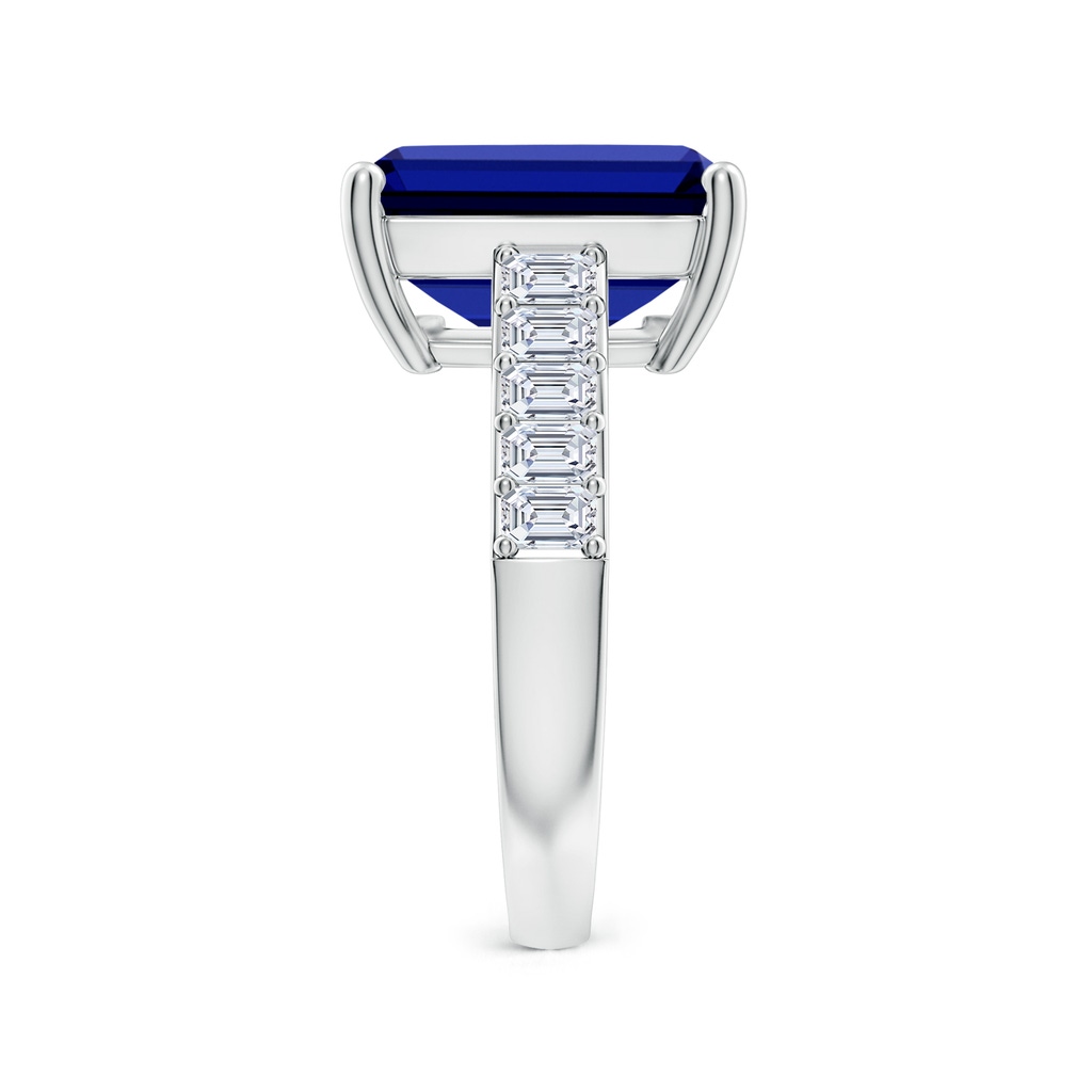 12x10mm Labgrown Lab-Grown Emerald-Cut Blue Sapphire Ring with Diamond Accents in White Gold Side 299