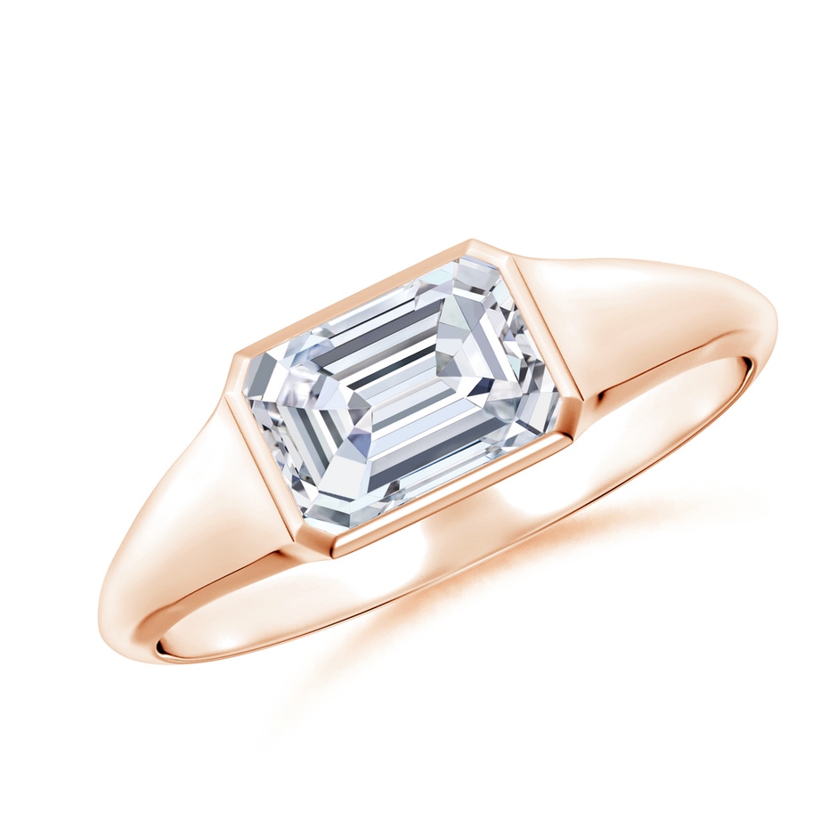 7x5mm FGVS Lab-Grown Emerald-Cut Diamond Signet Ring in Rose Gold 