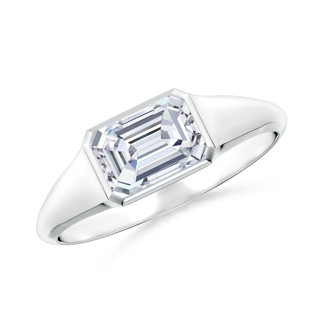 7x5mm FGVS Lab-Grown Emerald-Cut Diamond Signet Ring in White Gold 