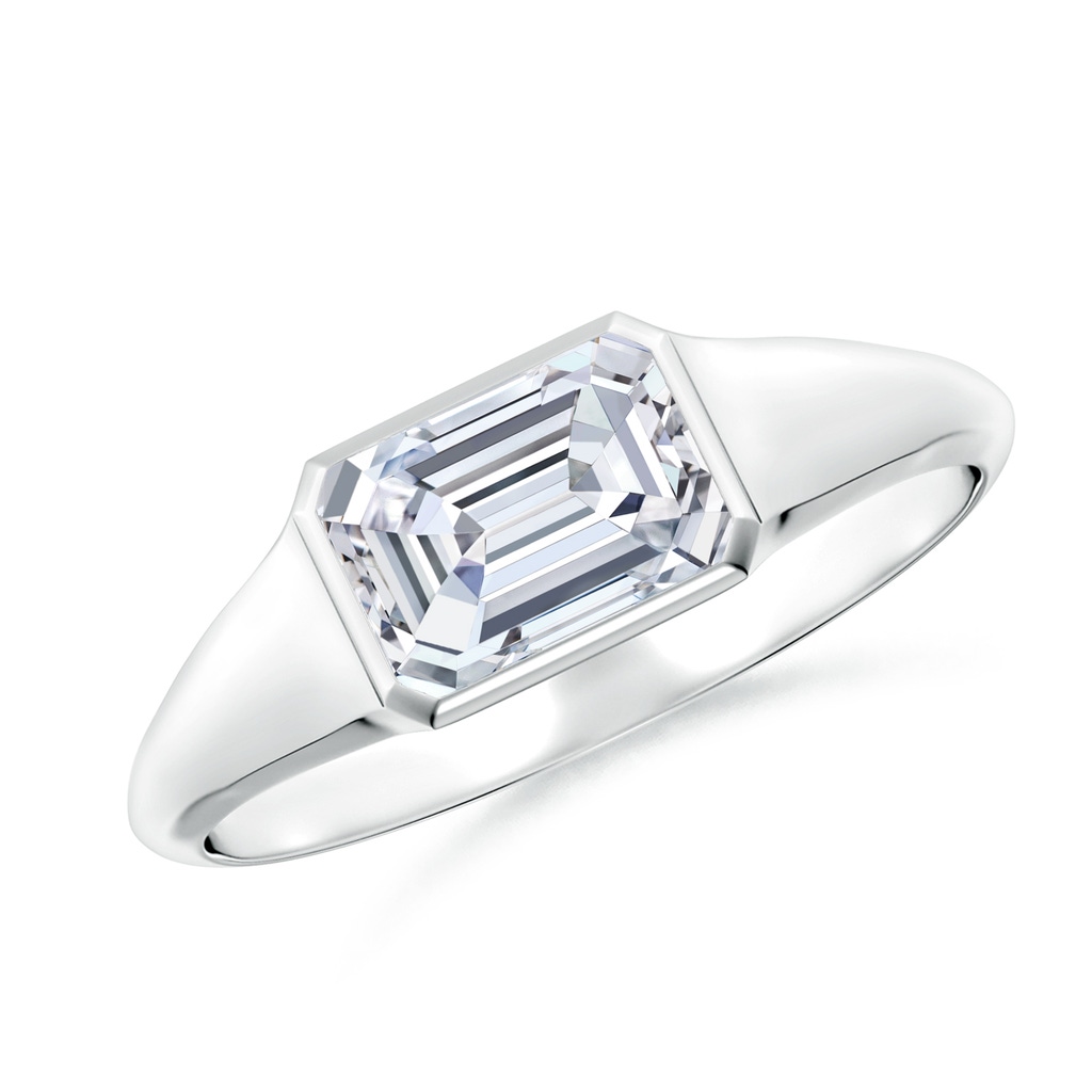 7x5mm FGVS Lab-Grown Emerald-Cut Diamond Signet Ring in White Gold