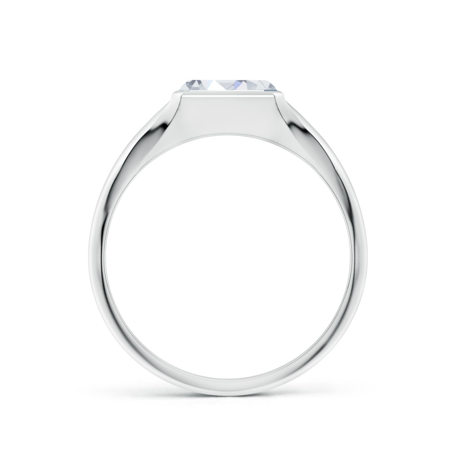 7x5mm FGVS Lab-Grown Emerald-Cut Diamond Signet Ring in White Gold - side 3