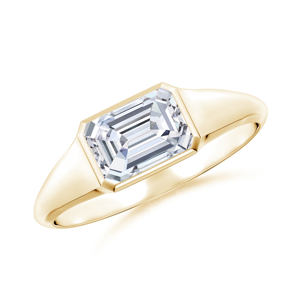 7x5mm FGVS Lab-Grown Emerald-Cut Diamond Signet Ring in Yellow Gold 