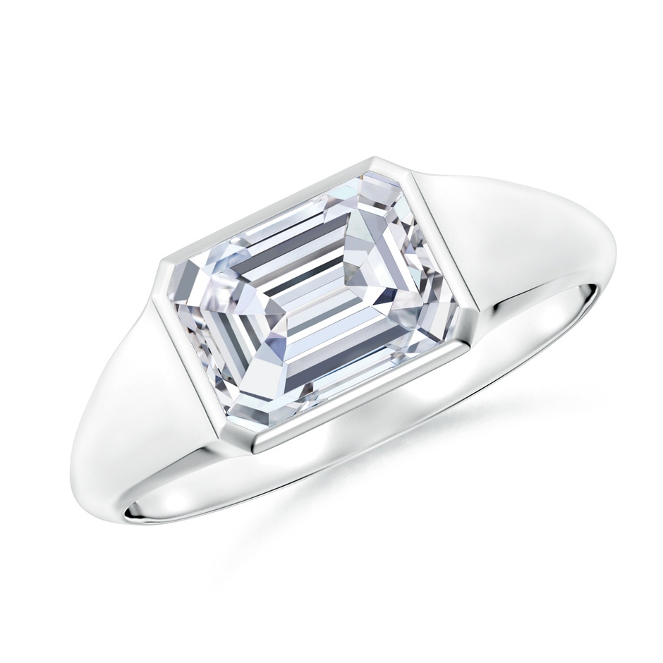 8x6mm FGVS Lab-Grown Emerald-Cut Diamond Signet Ring in White Gold 