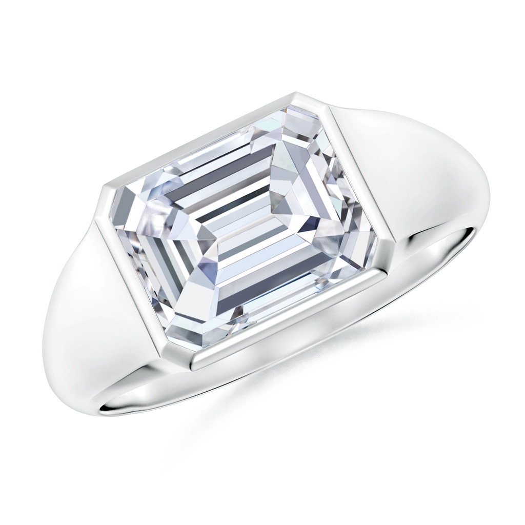 9x7mm FGVS Lab-Grown Emerald-Cut Diamond Signet Ring in White Gold