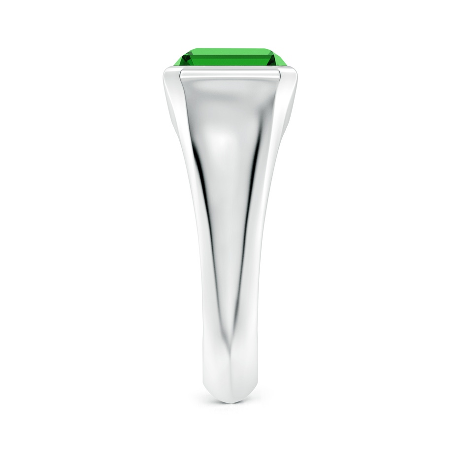 10x8mm Labgrown Lab-Grown Emerald-Cut Emerald Signet Ring in P950 Platinum side 299