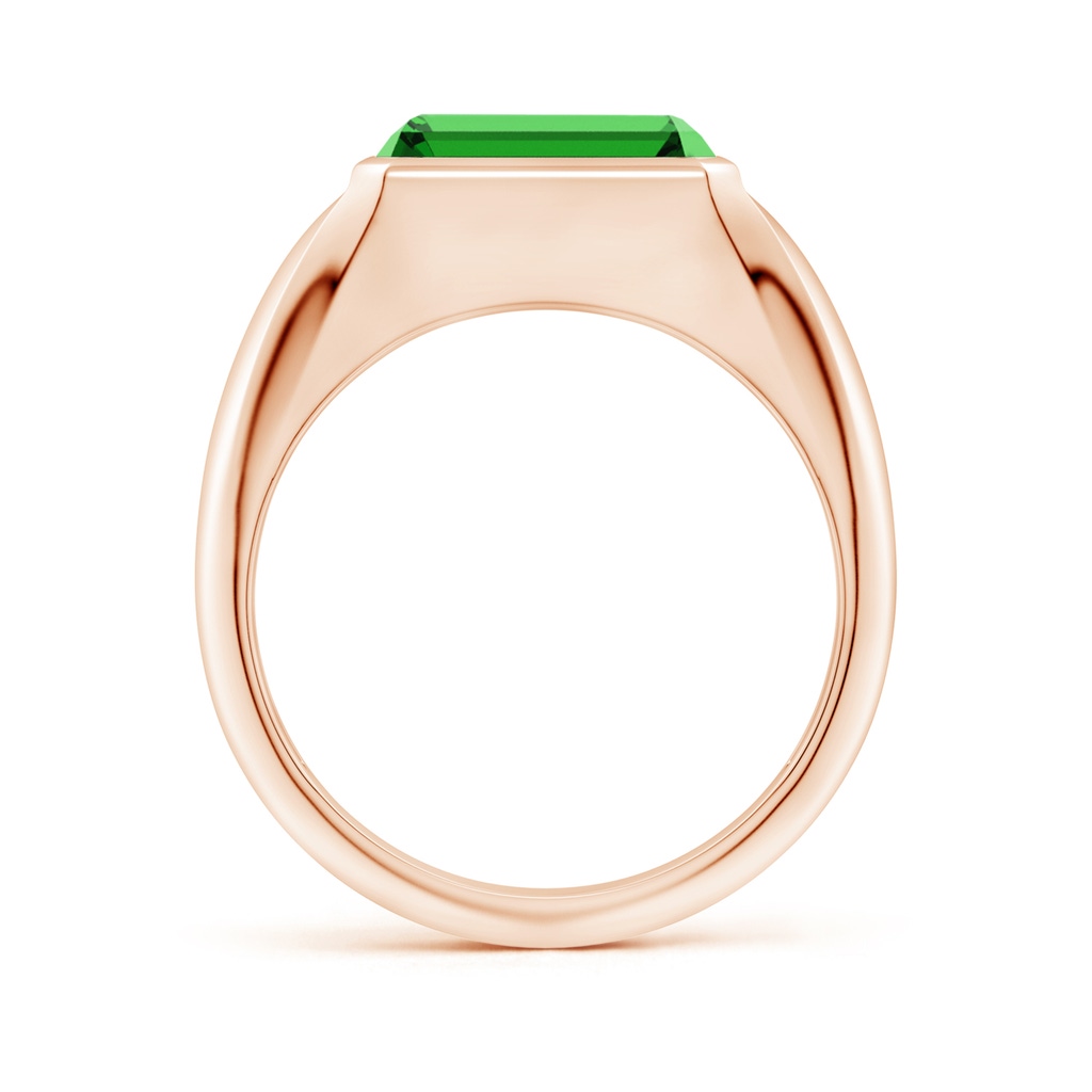10x8mm Labgrown Lab-Grown Emerald-Cut Emerald Signet Ring in Rose Gold - side 199