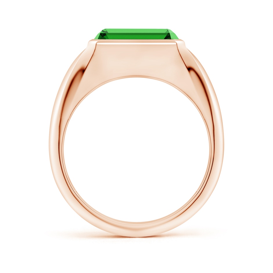 10x8mm Labgrown Lab-Grown Emerald-Cut Emerald Signet Ring in Rose Gold side 199