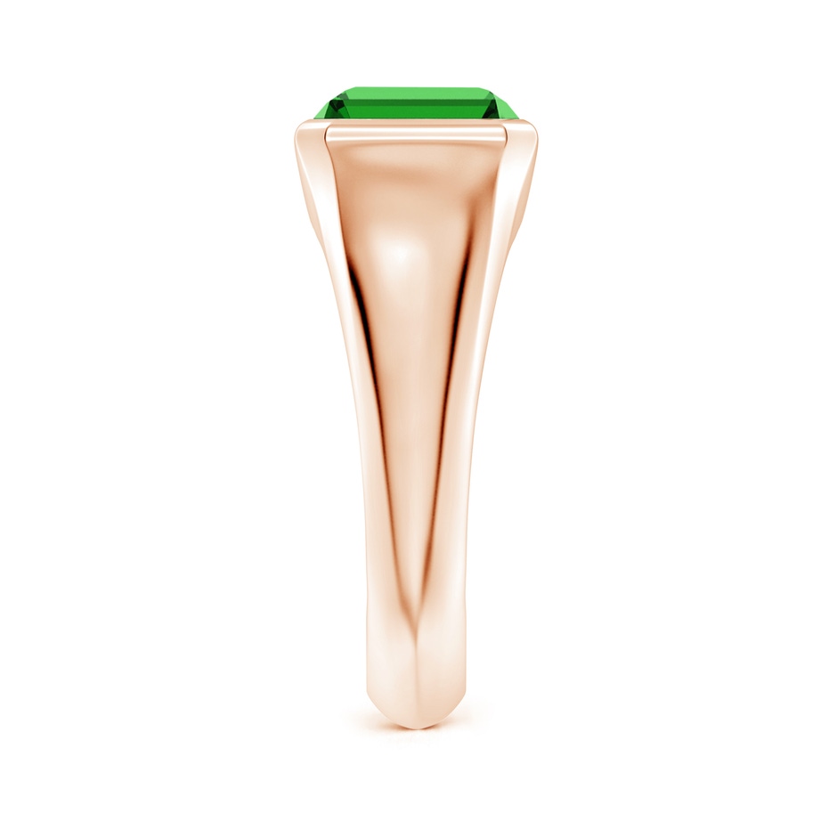 10x8mm Labgrown Lab-Grown Emerald-Cut Emerald Signet Ring in Rose Gold side 299
