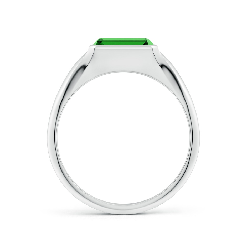 8x6mm Labgrown Lab-Grown Emerald-Cut Emerald Signet Ring in White Gold side 199