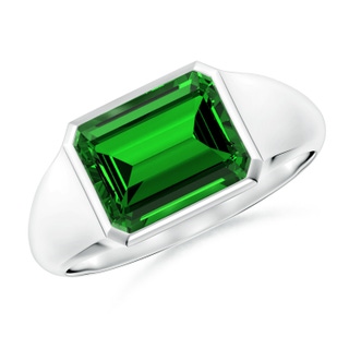9x7mm Labgrown Lab-Grown Emerald-Cut Emerald Signet Ring in P950 Platinum