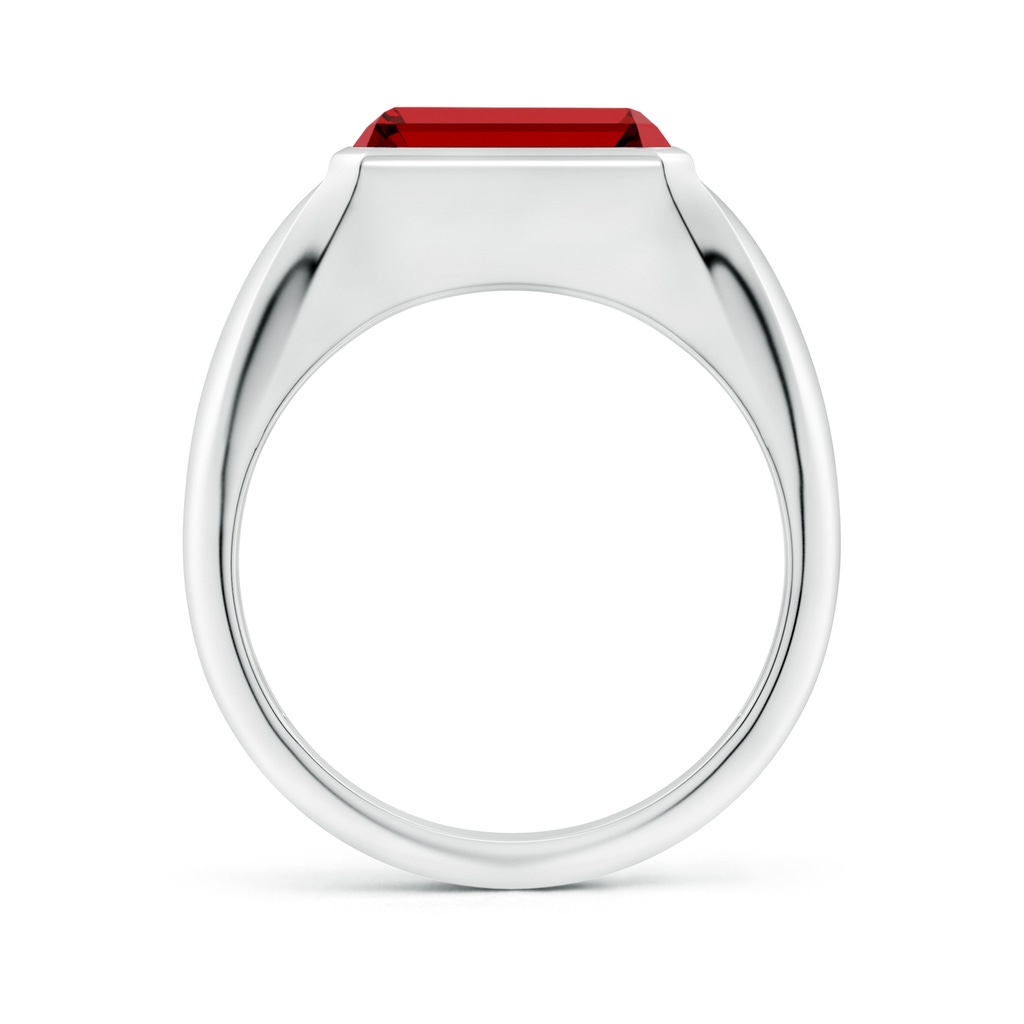 10x8mm Labgrown Lab-Grown Emerald-Cut Ruby Signet Ring in P950 Platinum - side 199