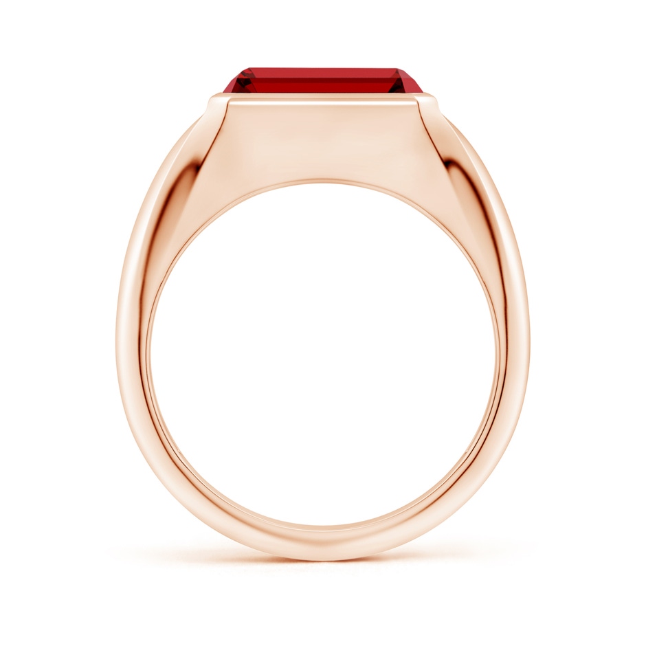 10x8mm Labgrown Lab-Grown Emerald-Cut Ruby Signet Ring in Rose Gold side 199