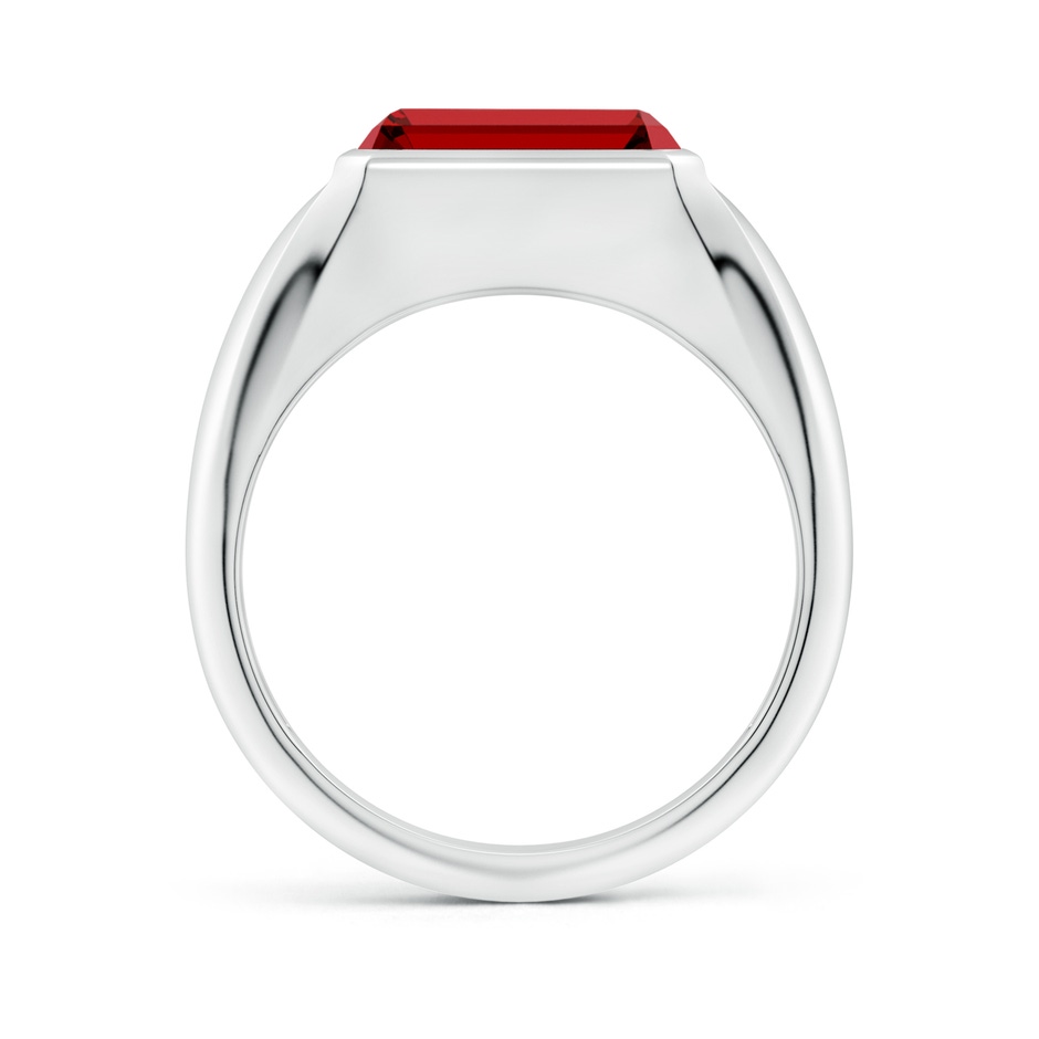 10x8mm Labgrown Lab-Grown Emerald-Cut Ruby Signet Ring in White Gold side 199