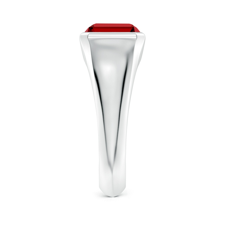 10x8mm Labgrown Lab-Grown Emerald-Cut Ruby Signet Ring in White Gold side 299