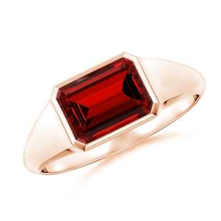 8x6mm Labgrown Lab-Grown Emerald-Cut Ruby Signet Ring in 9K Rose Gold